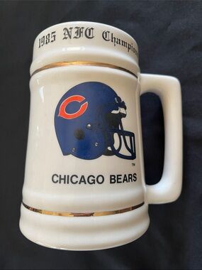 Vtg 1985 NFL CHICAGO BEARS NFC Champions Stein Mug Mike Ditka Da Bears Football